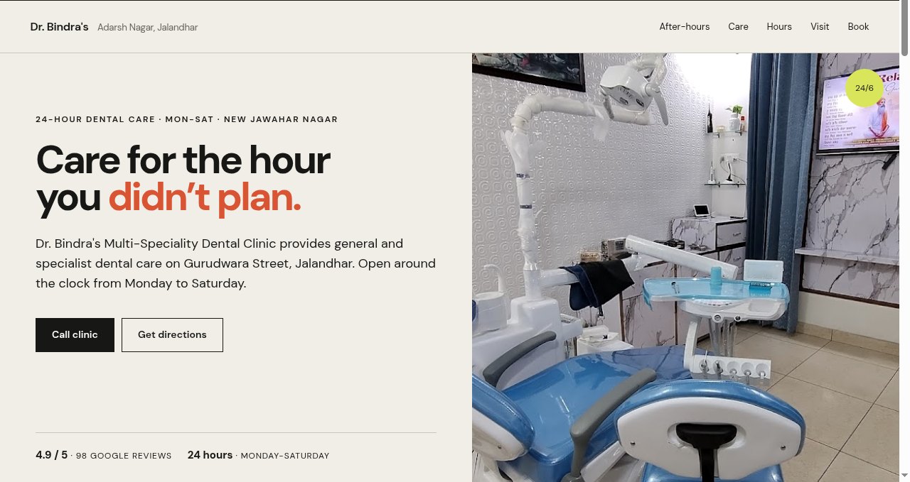 Second dental clinic website concept